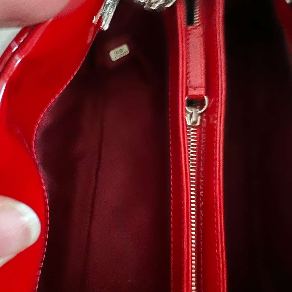 CHANEL
Red Quilted Patent Leather Just Mademoiselle Bowling Bag - Picture 9 of 12